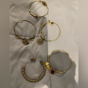 Alex and Ani gold / brass bracelets set of (5)